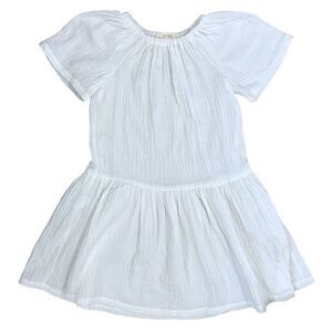 Evy Meri Girls Short Sleeve Pullover Handmade Muslin Dress White Size 7